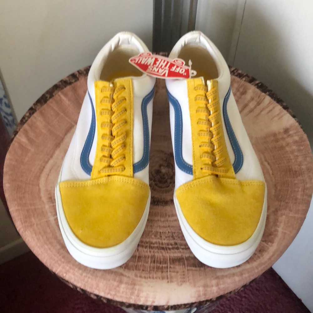 Vans Yellow Blue White Suede Old Skool Sneakers